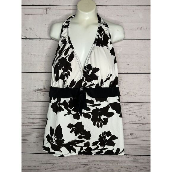 SWIMSUITSFOR ALL SHORE CLUB TANKINI top only BLACK WHITE size 20 swim‎ suit - Picture 4 of 13